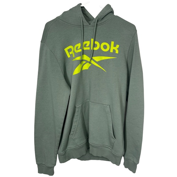 Reebok Tops - Reebok Green Hoodie Sweatshirt Bright Greenish-Yellow Logo‎ Adult Size Medium